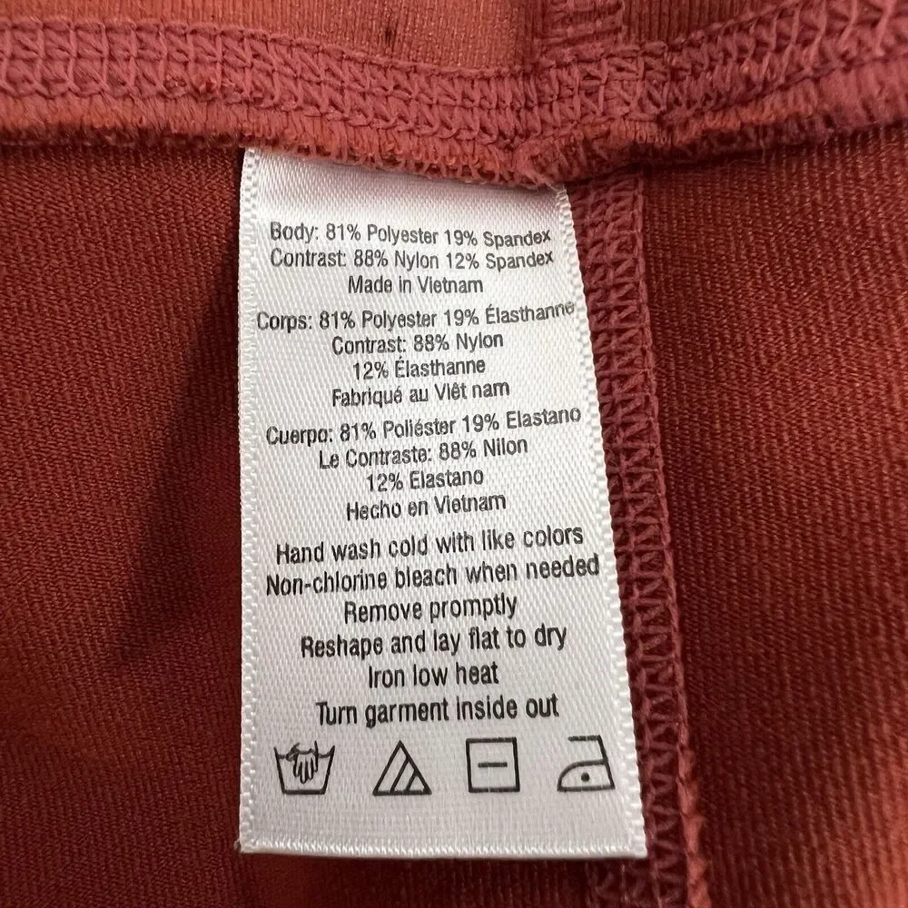 Alo Yoga Sz Medium Edge Sunbaked Capri Airbrush Crop Leggings Burnt Orange Pants
